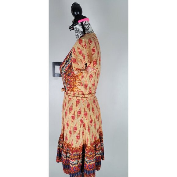 Zesica Women's Bohemian Colorful Wrap Dress V-Neck Short Sleeve Medium - Picture 5 of 13